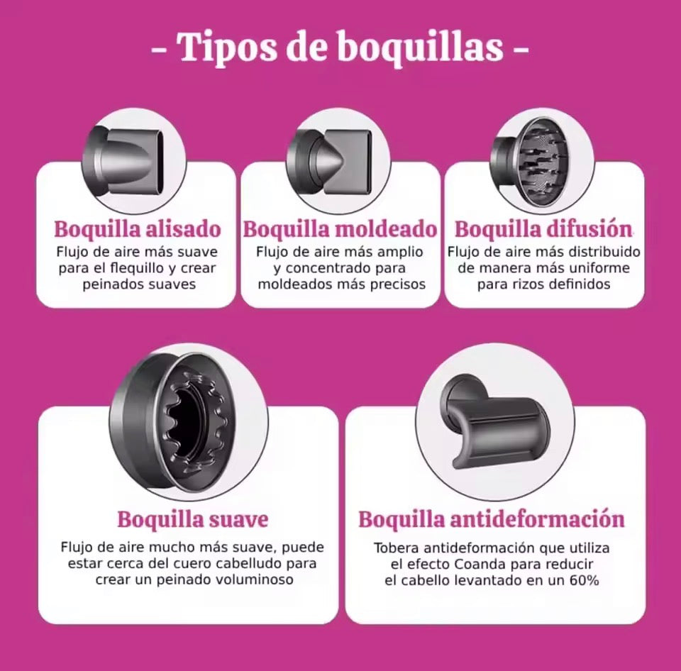 Secador de pelo profesional con cabezales imantados